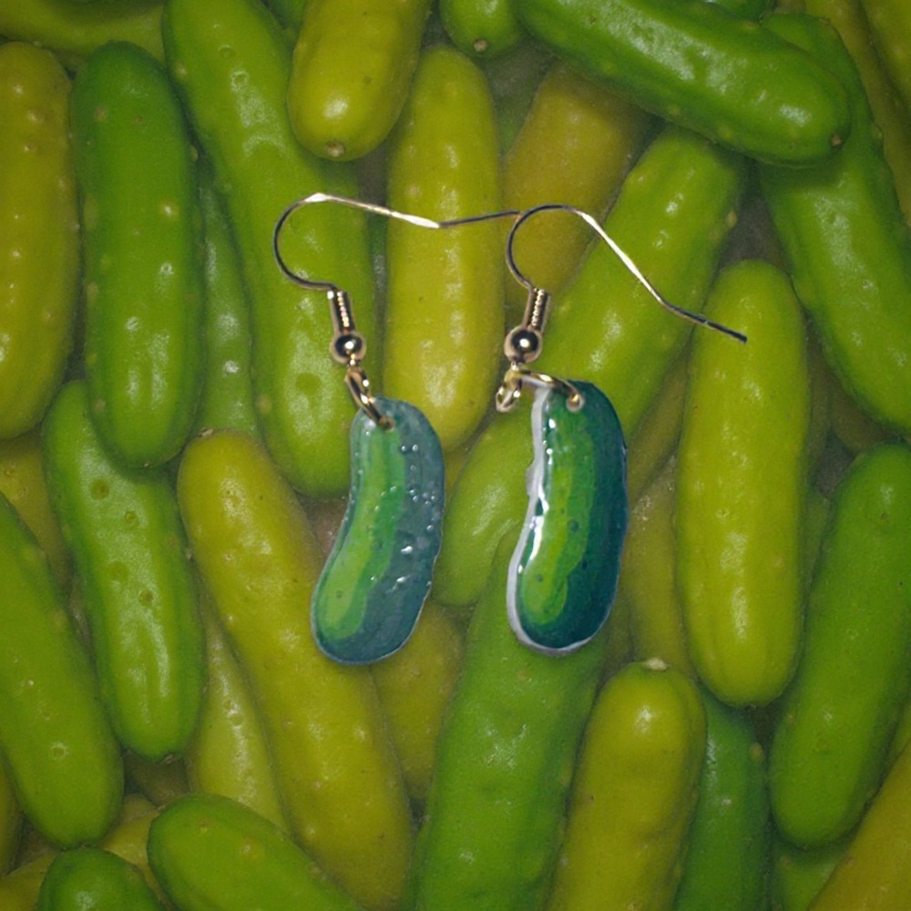 Handmade Green Pickle Dangle Earrings - Women Jewelry Earrings